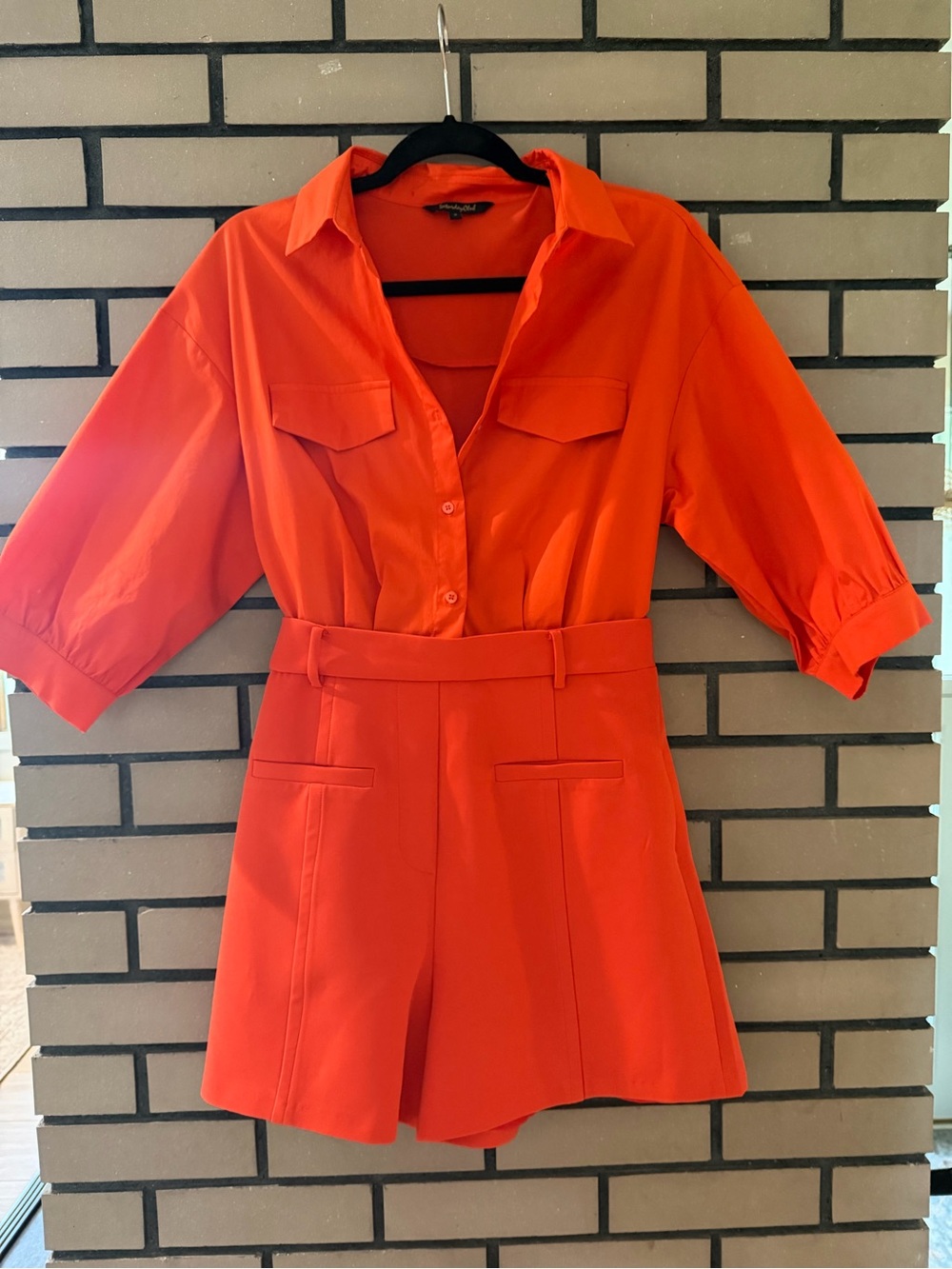 Retro Fun Short-Sleeve Collared Romper